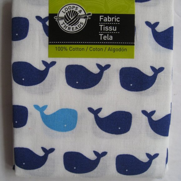 6 Loops and Threads Fabric Sheets 21" x 18" Blue Zig Zag, Whales, Polka Dots - Picture 3 of 10